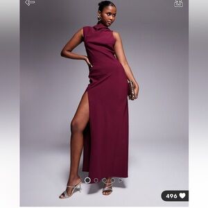 ASOS Design Asymmetric High Neck Maxi Dress